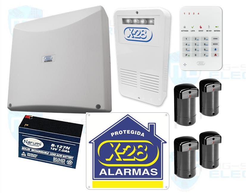 Central, batería, teclado, Sirena de exterior y 2 barreras infrarroja para exterior.